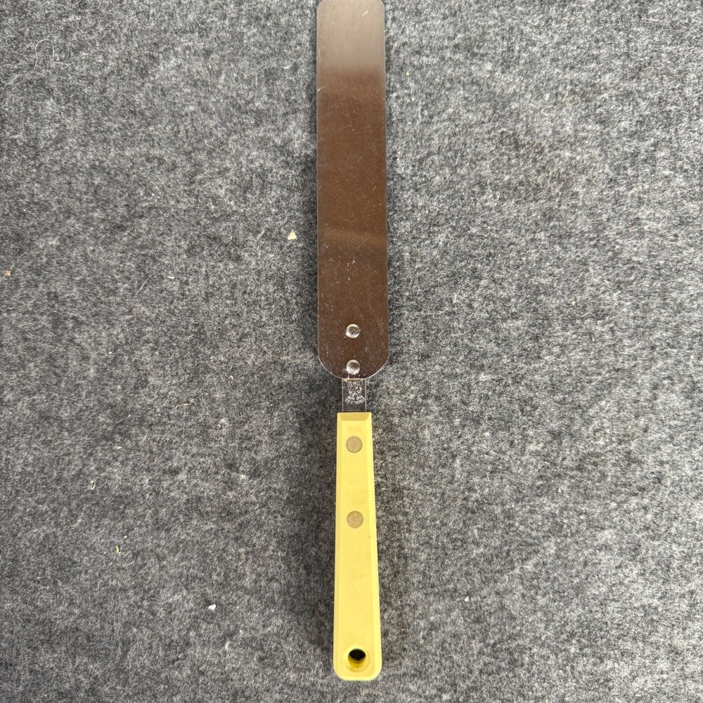 Ekco Forge Vintage Icing Spatula Stainless Steel Yellow Handle USA 11.5 Inch